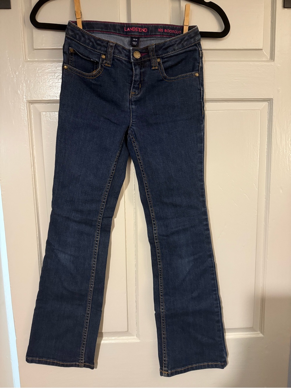 Lands' End Girls Dark Blue Bootcut Jeans